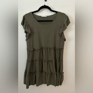 NWT Size Large Olive Ruffle Sleeve Women's Top